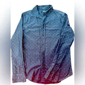 Carbon Slim Fit Button Down Collared Dress Shirt Black Size Small